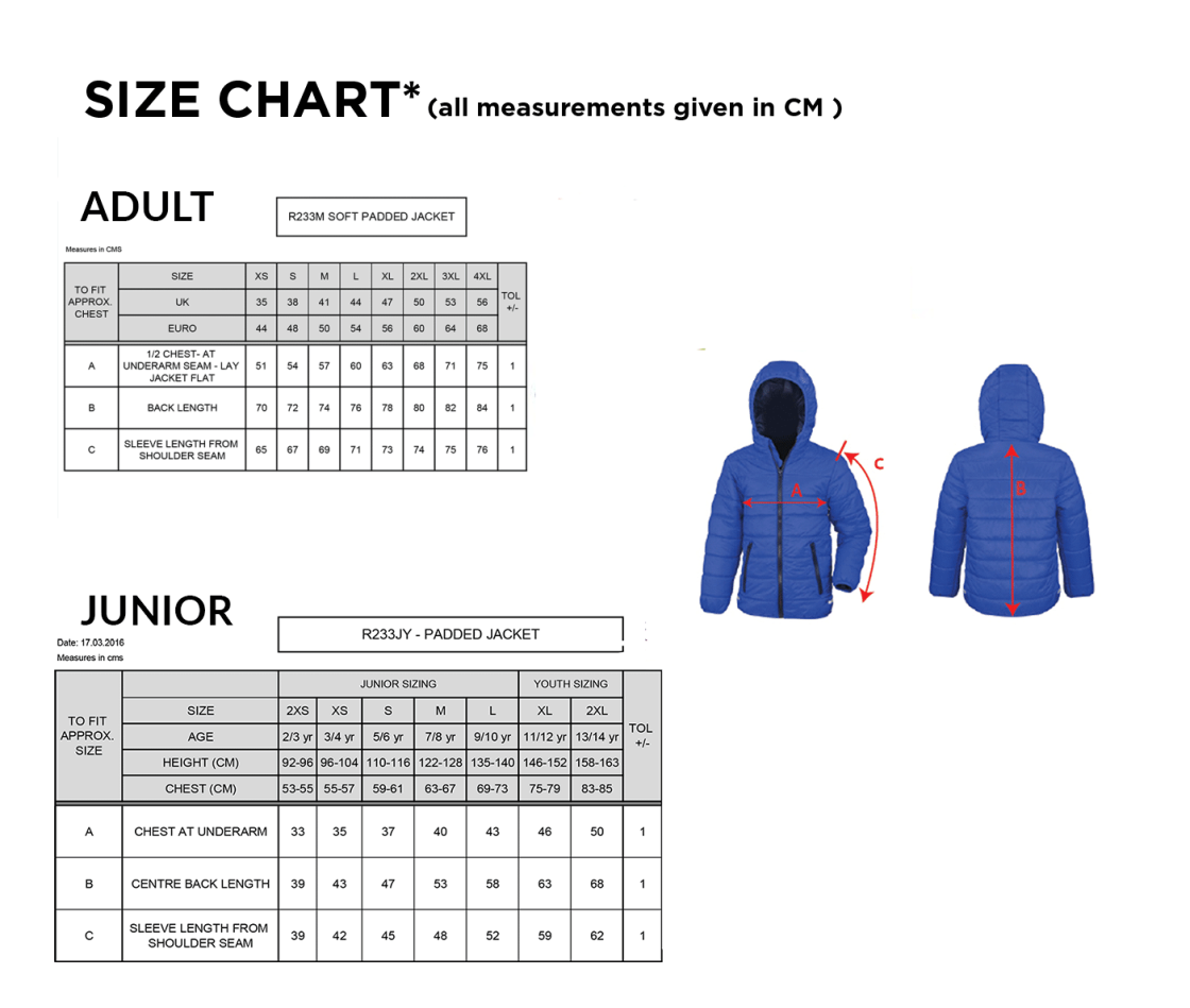 Hart Youth FC Men's Supersoft Jacket - Size Guide