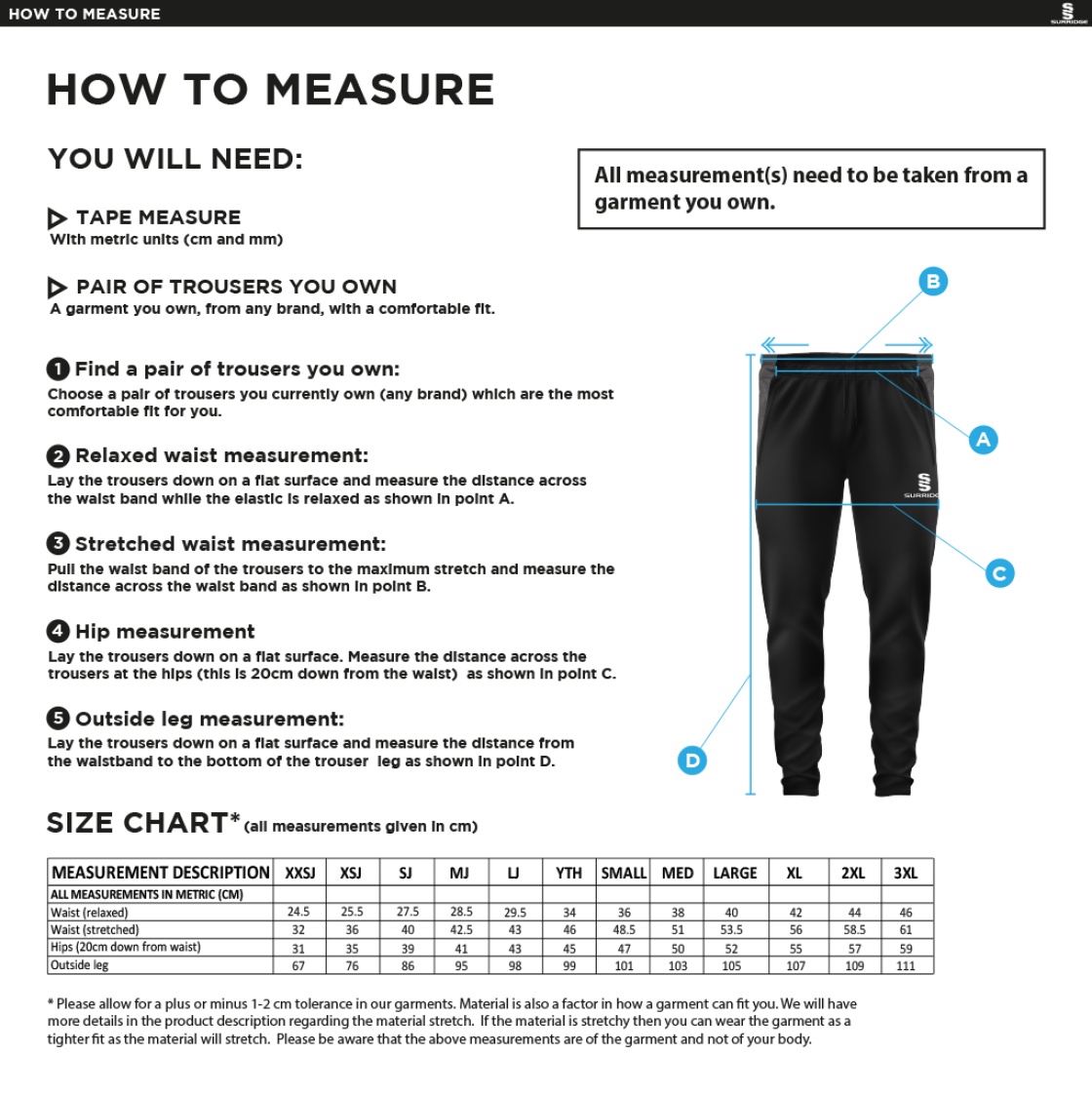 Hart Youth FC Dual Skinny Pants - Size Guide