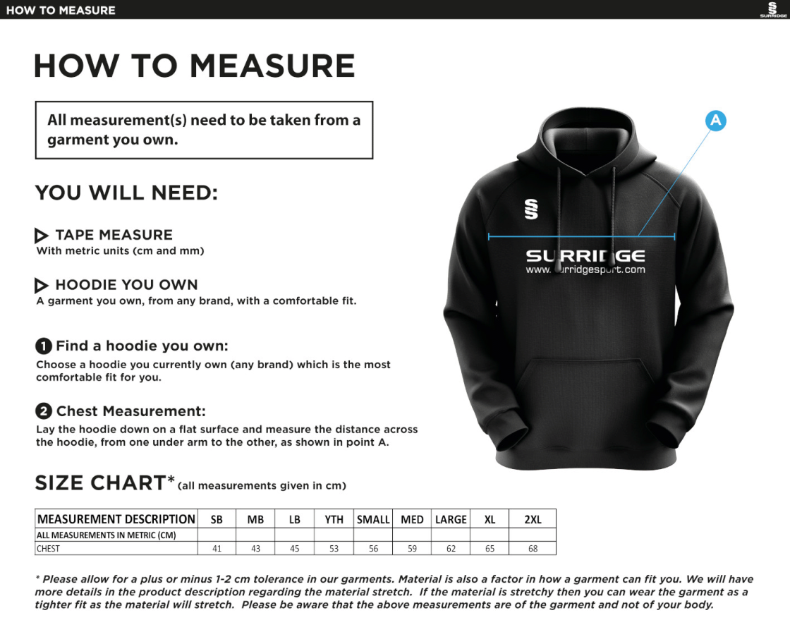 Hart Youth FC Blade Hoody - Size Guide