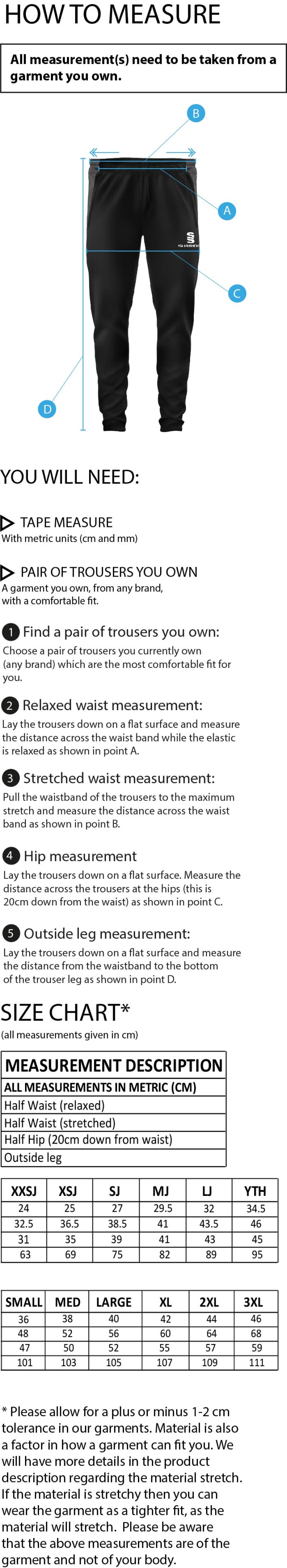 Hart Youth FC Dual Skinny Pants - Size Guide