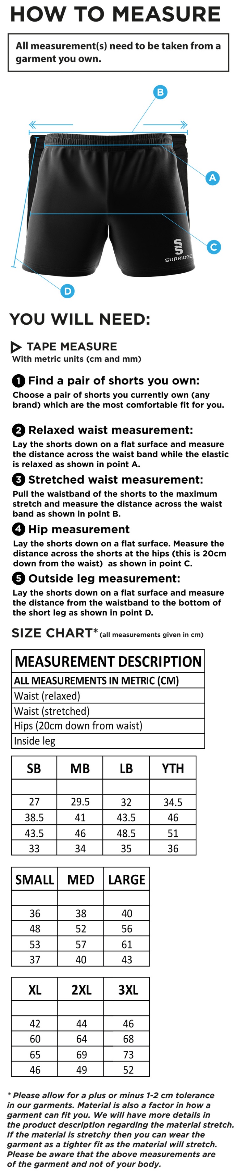 Hart Youth FC Dual Gym Shorts - Size Guide