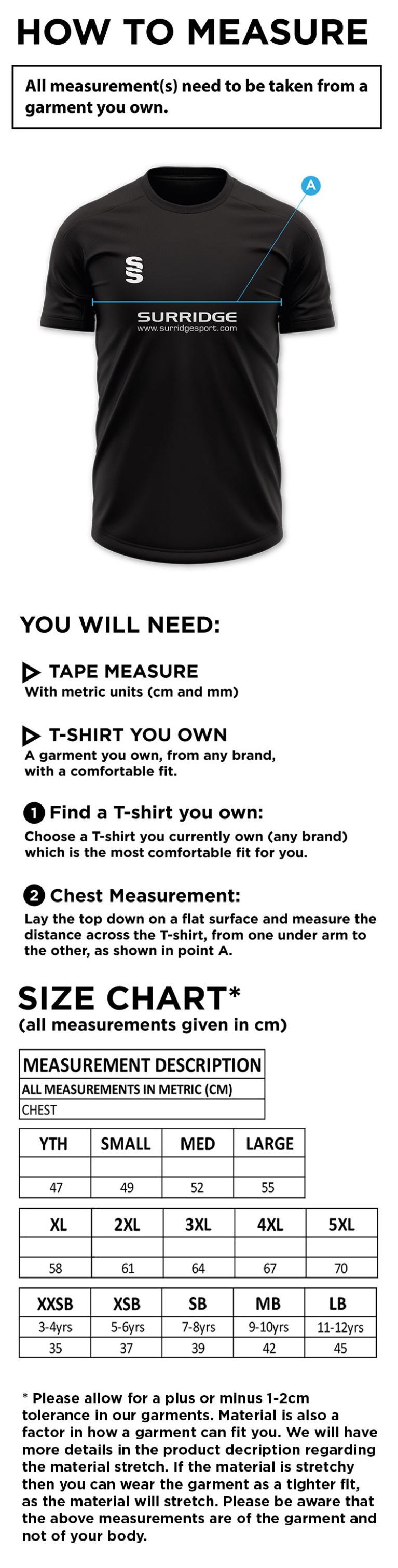 Hart Youth FC Dual Gym Shirt - Size Guide