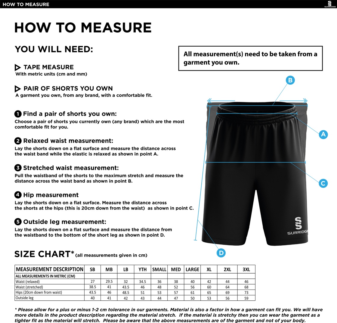Hart Youth FC Blade Training Shorts - Size Guide