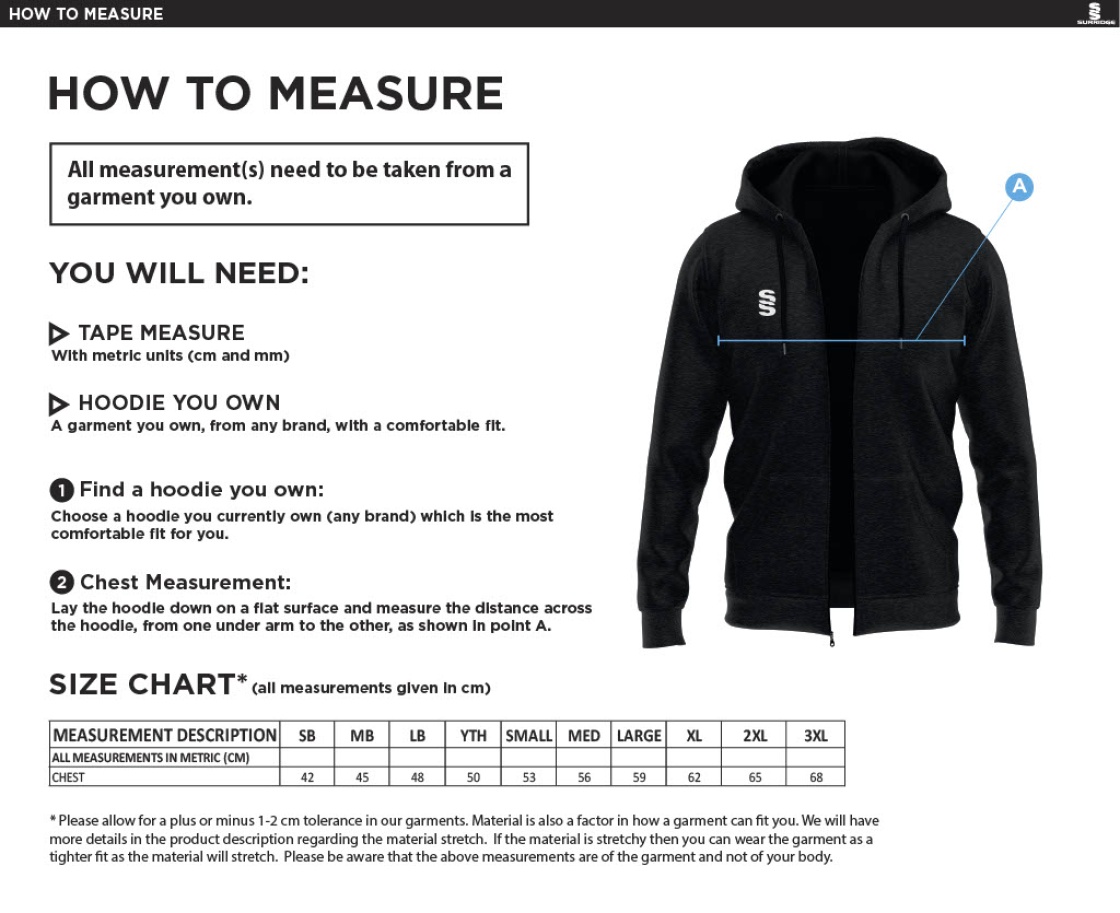 Hart Youth FC Dual Bonded Full Zip Hoody - Size Guide